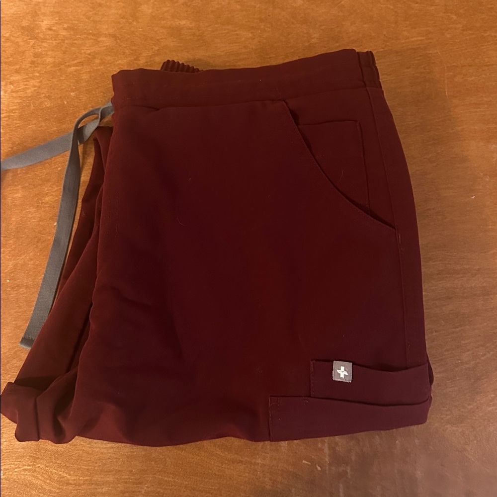Figs Maroon Scrub Pants with Pocket